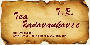 Tea Radovanković vizit kartica